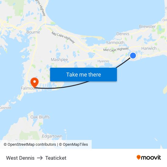 West Dennis to Teaticket map