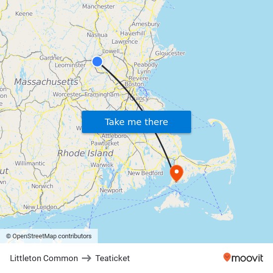 Littleton Common to Teaticket map