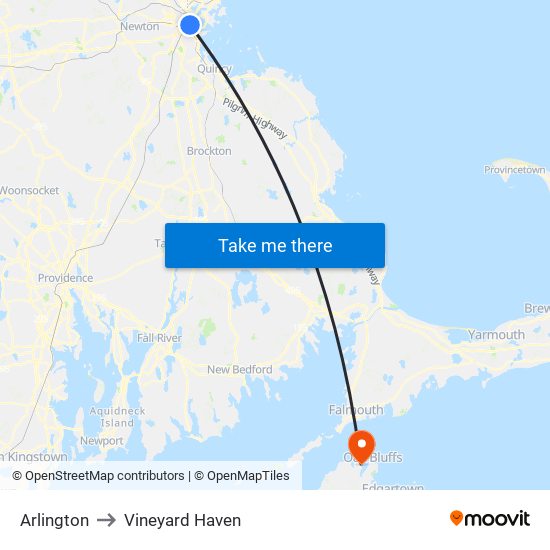 Arlington to Vineyard Haven map