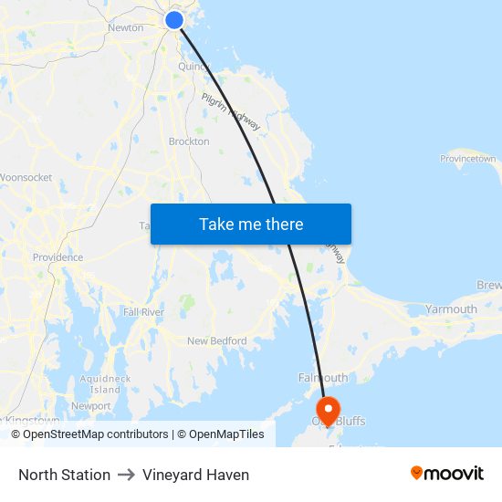 North Station to Vineyard Haven map