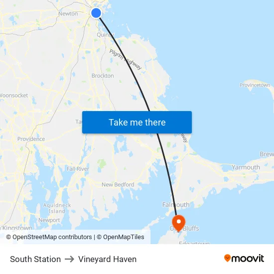 South Station to Vineyard Haven map