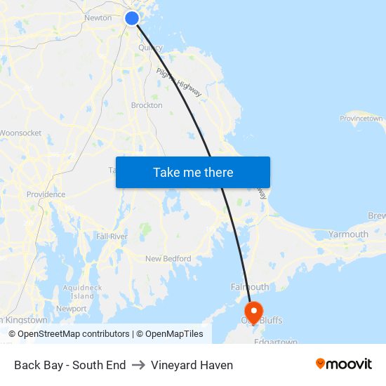 Back Bay - South End to Vineyard Haven map