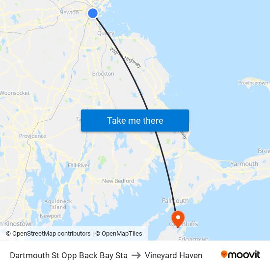 Dartmouth St Opp Back Bay Sta to Vineyard Haven map