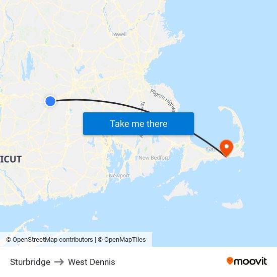 Sturbridge to West Dennis map