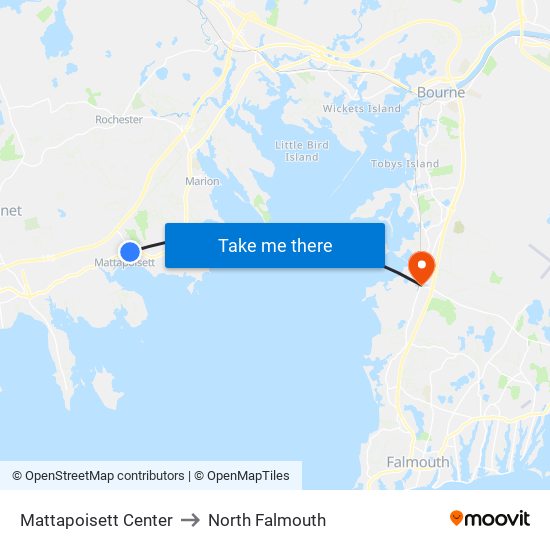 Mattapoisett Center to North Falmouth map