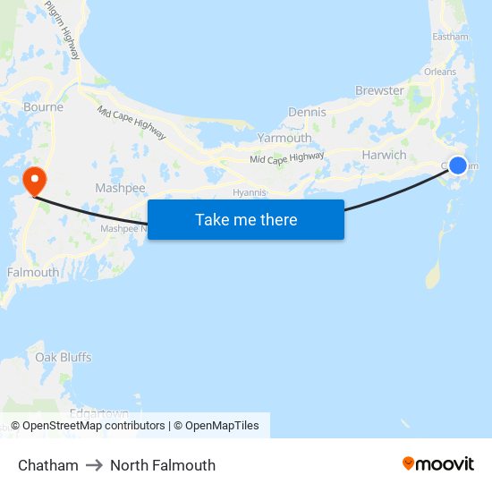 Chatham to North Falmouth map