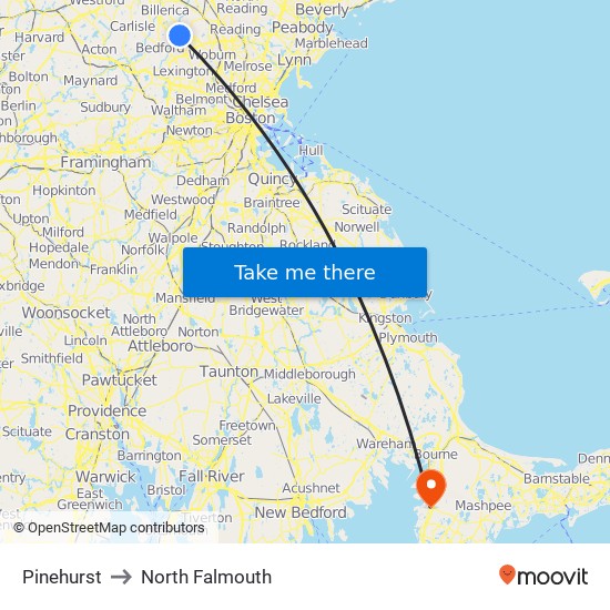 Pinehurst to North Falmouth map