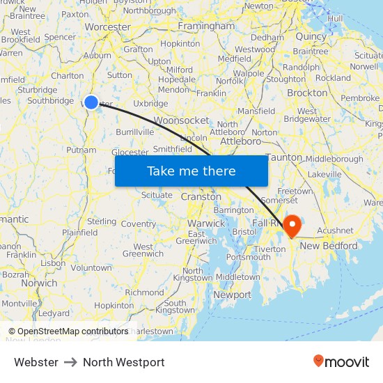 Webster to North Westport map