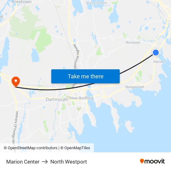 Marion Center to North Westport map