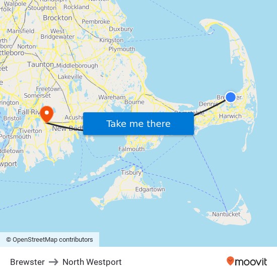 Brewster to North Westport map