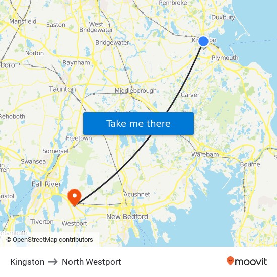 Kingston to North Westport map