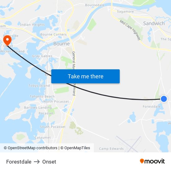 Forestdale to Onset map