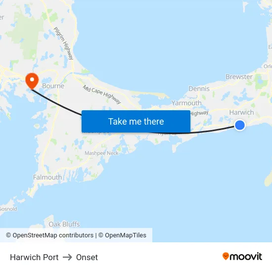 Harwich Port to Onset map