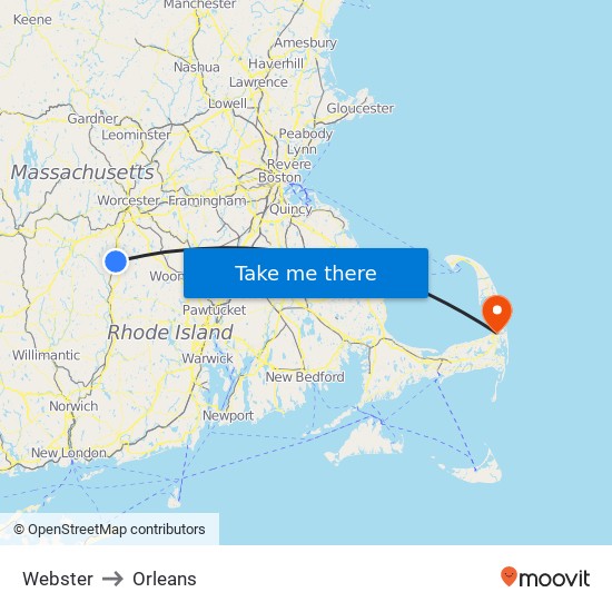 Webster to Orleans map