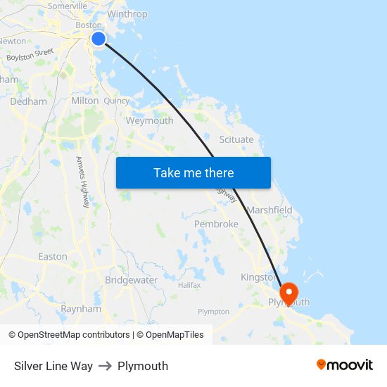 Silver Line Way to Plymouth map