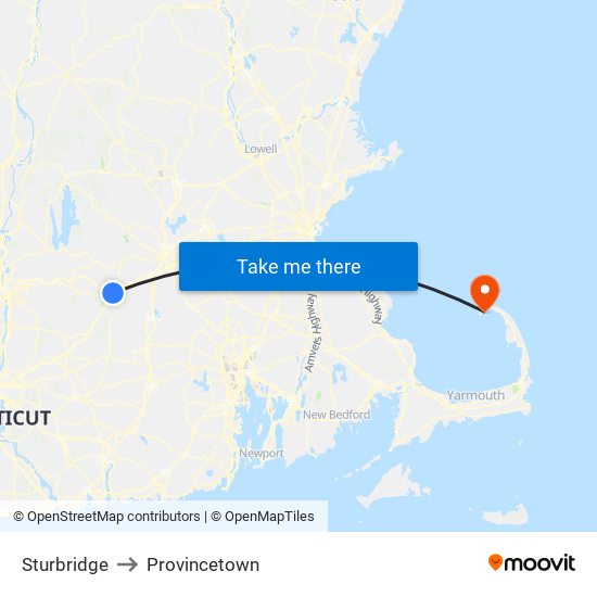 Sturbridge to Provincetown map