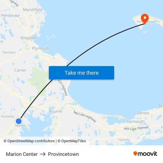 Marion Center to Provincetown map