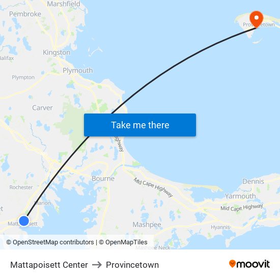 Mattapoisett Center to Provincetown map