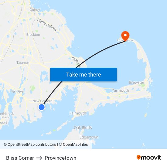 Bliss Corner to Provincetown map