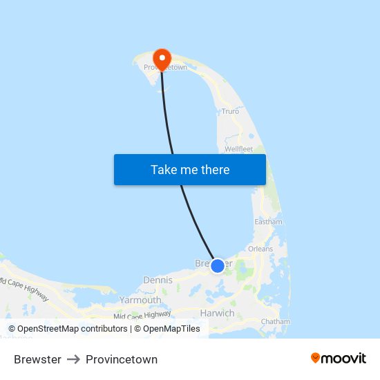 Brewster to Provincetown map