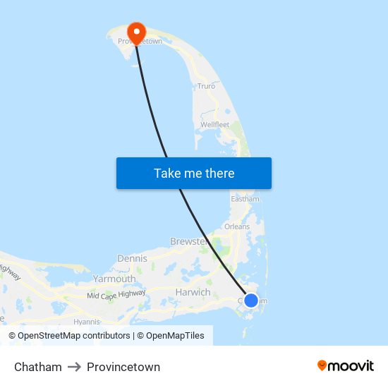 Chatham to Provincetown map