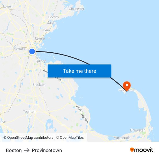 Boston to Provincetown map