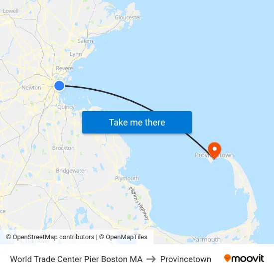 World Trade Center Pier Boston MA to Provincetown map