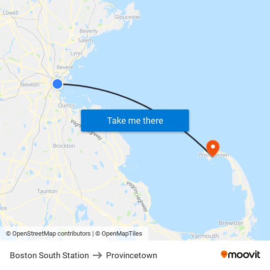 Boston South Station to Provincetown map