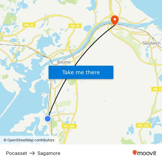 Pocasset to Sagamore map