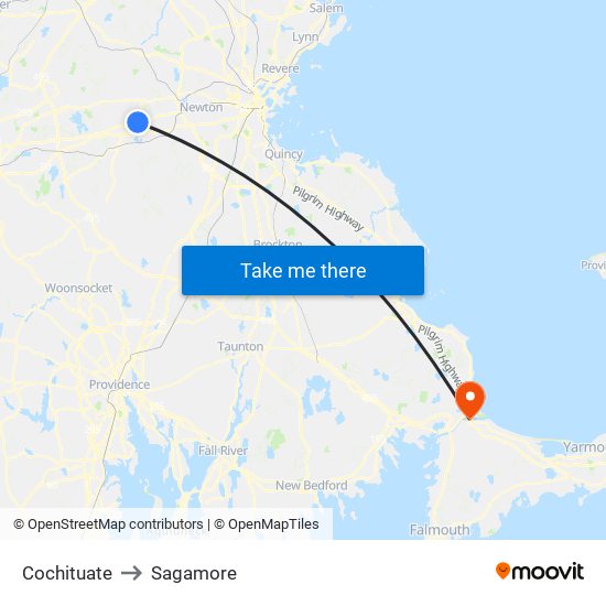 Cochituate to Sagamore map