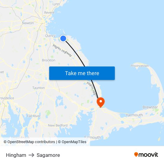 Hingham to Sagamore map