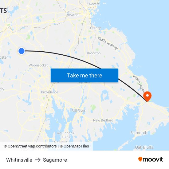 Whitinsville to Sagamore map