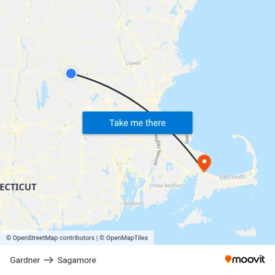 Gardner to Sagamore map