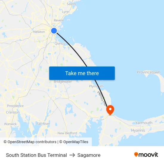 South Station Bus Terminal to Sagamore map