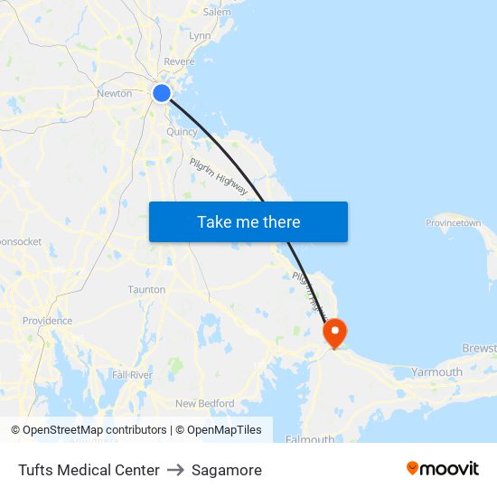 Tufts Medical Center to Sagamore map