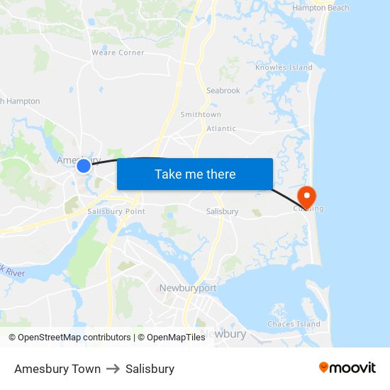 Amesbury Town to Salisbury map
