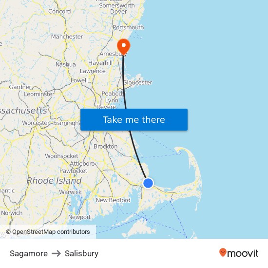 Sagamore to Salisbury map