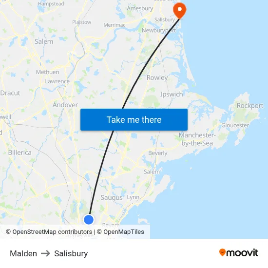 Malden to Salisbury map