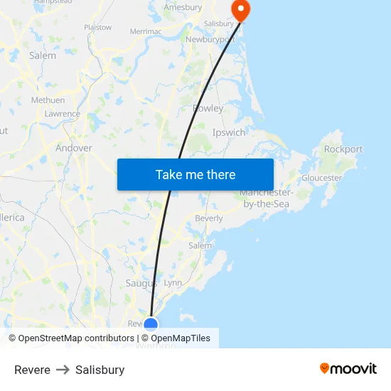 Revere to Salisbury map