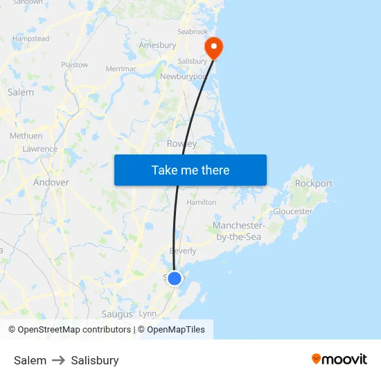 Salem to Salisbury map