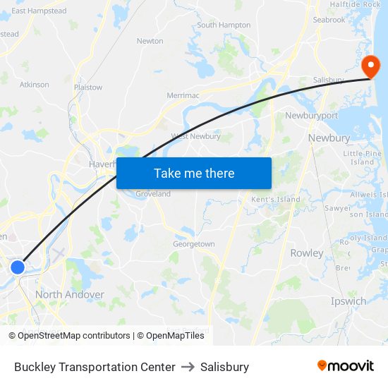 Buckley Transportation Center to Salisbury map