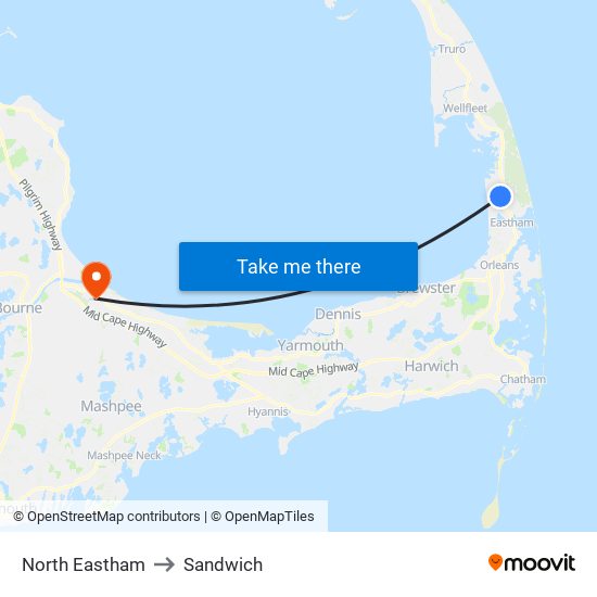 North Eastham to Sandwich map