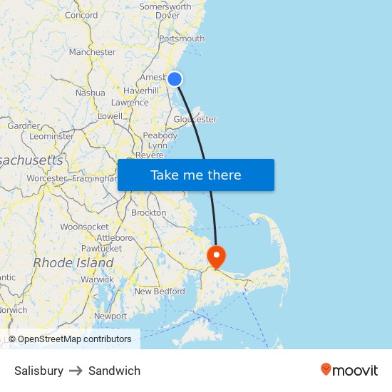 Salisbury to Sandwich map