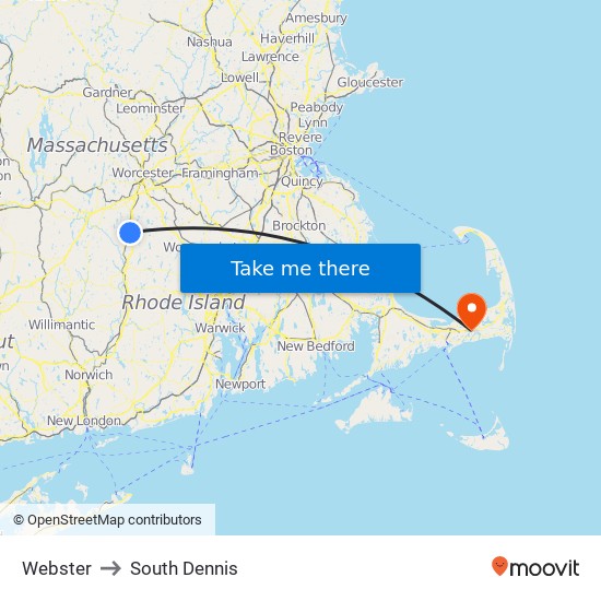 Webster to South Dennis map