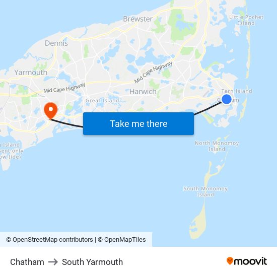 Chatham to South Yarmouth map