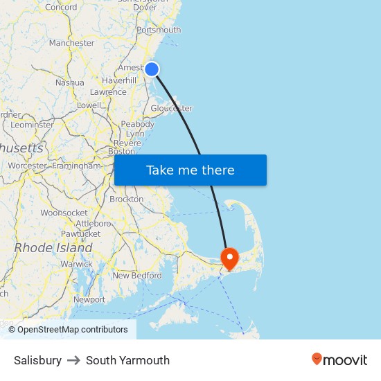 Salisbury to South Yarmouth map