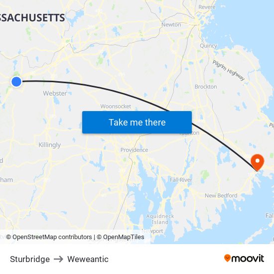 Sturbridge to Weweantic map