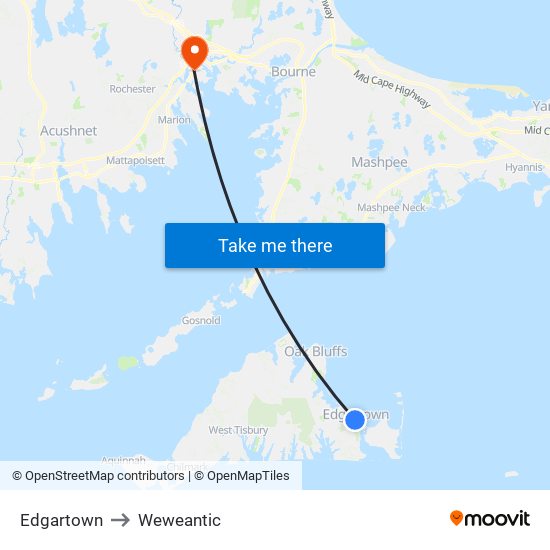 Edgartown to Weweantic map