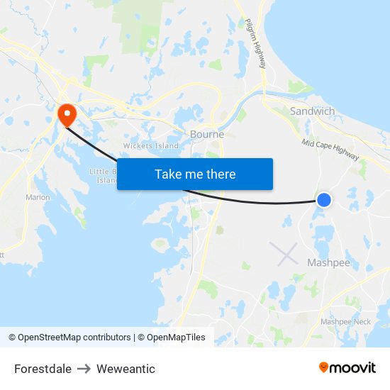 Forestdale to Weweantic map