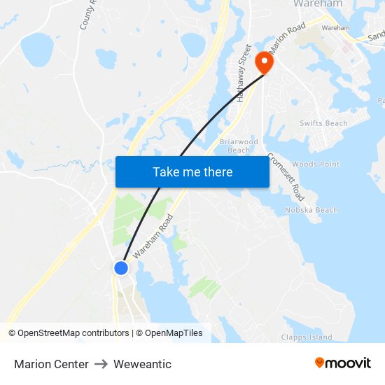 Marion Center to Weweantic map